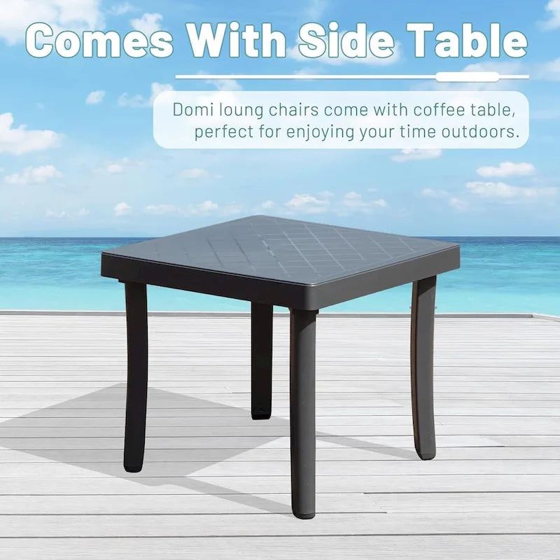 GDFStudio - Adrian Outdoor Aluminum Lounge Chair Set with Adjustable Backrest and Side Table