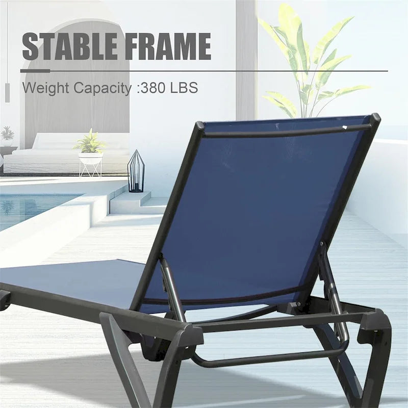 GDFStudio - Adrian Outdoor Aluminum Lounge Chair Set with Adjustable Backrest and Side Table