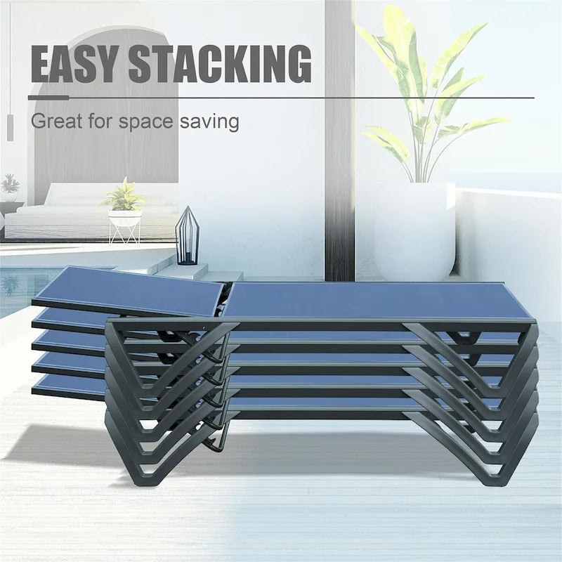 GDFStudio - Adrian Outdoor Aluminum Lounge Chair Set with Adjustable Backrest and Side Table