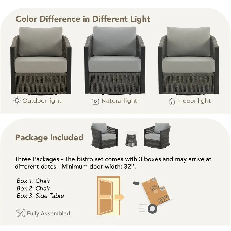 Carlos 3-Piece Outdoor Patio Furniture Conversation Sets