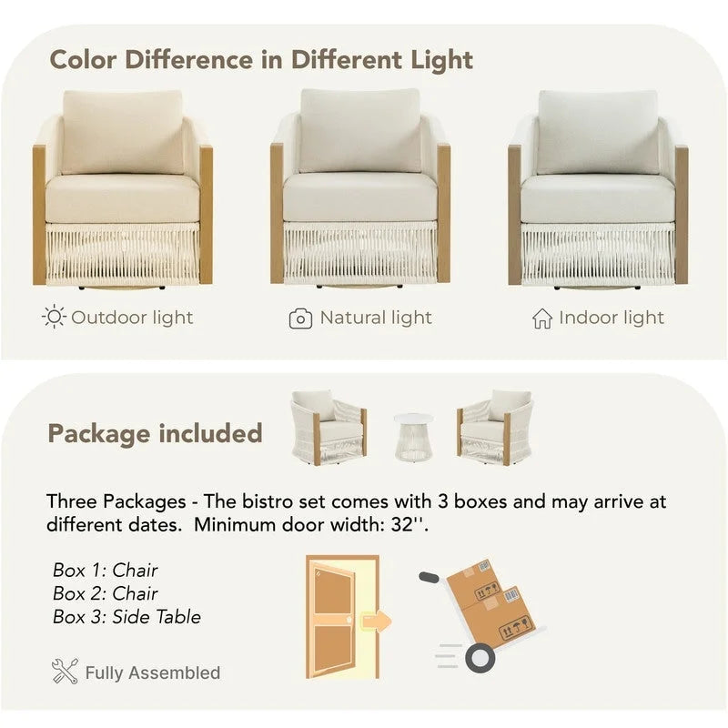 Carlos 3-Piece Outdoor Patio Furniture Conversation Sets