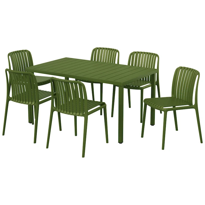 Frond and Form Modern 6-Person Outdoor Patio Rectangular Dining Set