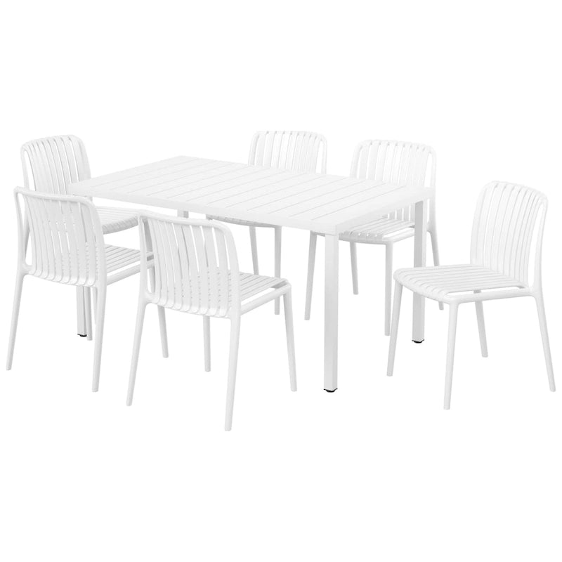 Frond and Form Modern 6-Person Outdoor Patio Rectangular Dining Set