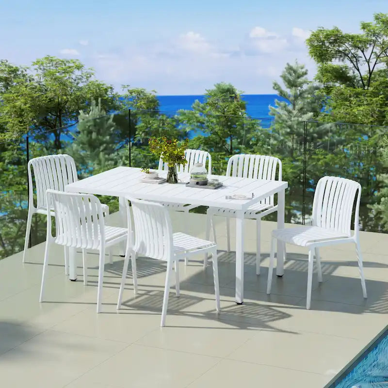 Frond and Form Modern 6-Person Outdoor Patio Rectangular Dining Set