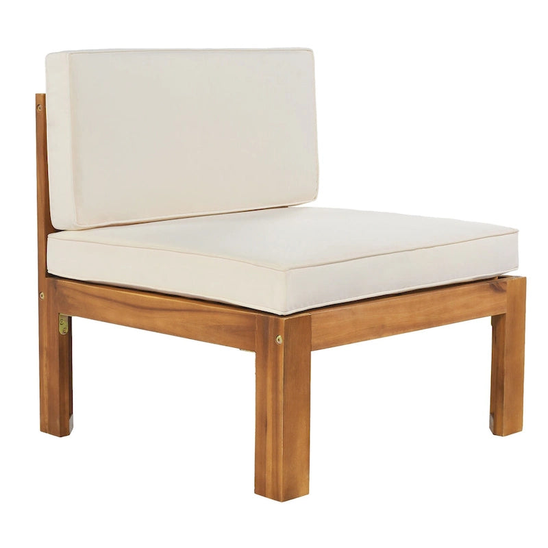 5-Piece Outdoor Patio Solid Wood Sectional Sofa with Coffee Table and Cushions