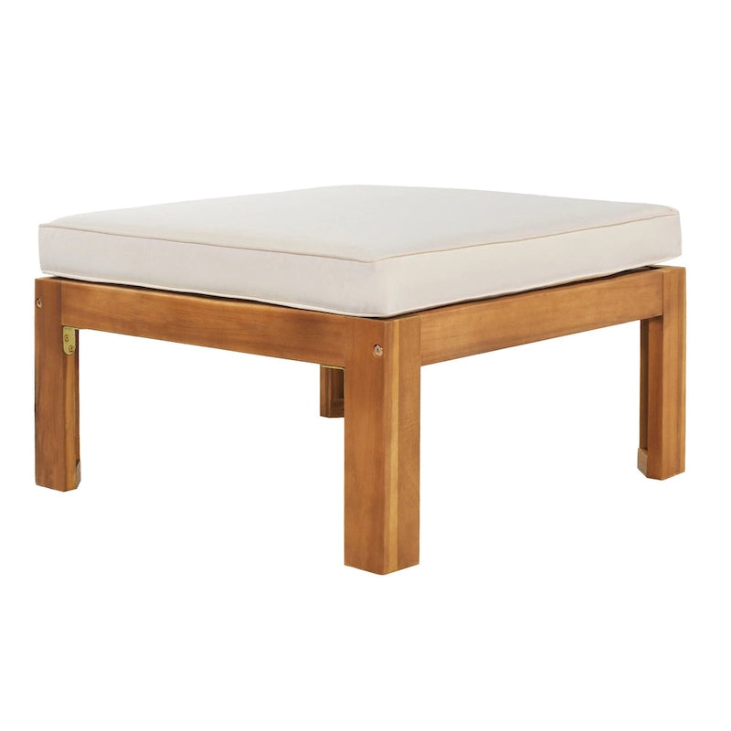 5-Piece Outdoor Patio Solid Wood Sectional Sofa with Coffee Table and Cushions