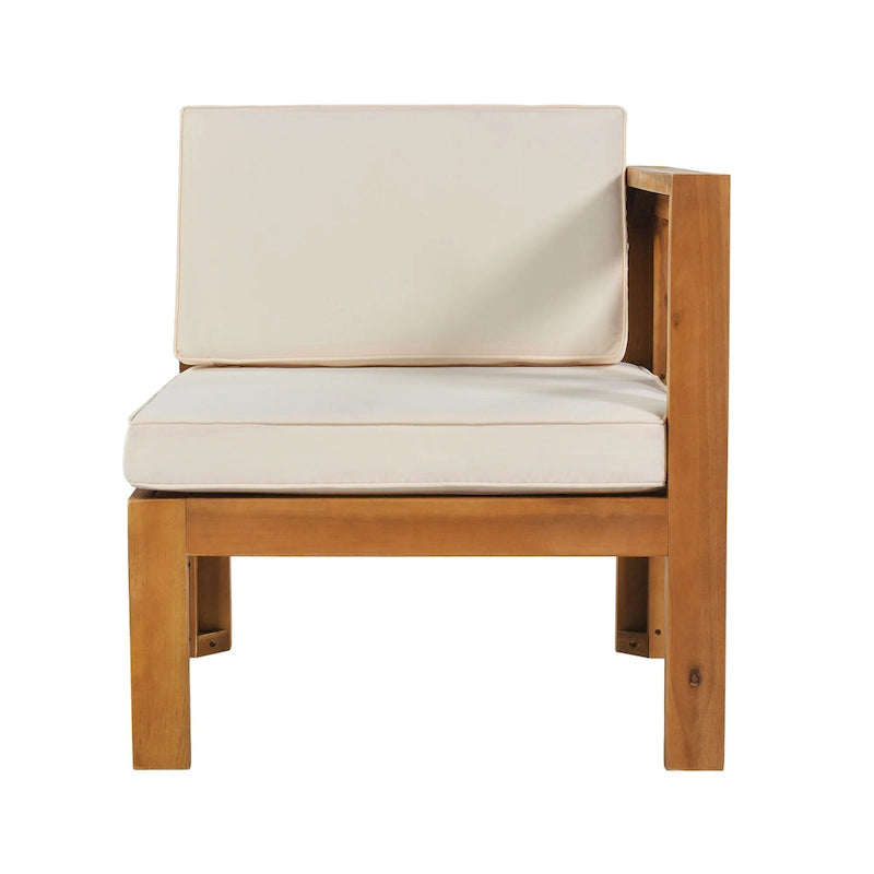 5-Piece Outdoor Patio Solid Wood Sectional Sofa with Coffee Table and Cushions