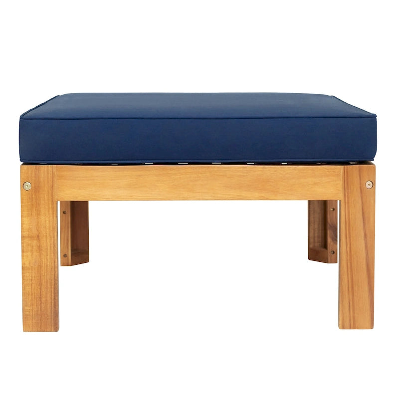 5-Piece Outdoor Patio Solid Wood Sectional Sofa with Coffee Table and Cushions