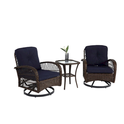 3 Pieces Outdoor Swivel Rocker Patio Chairs