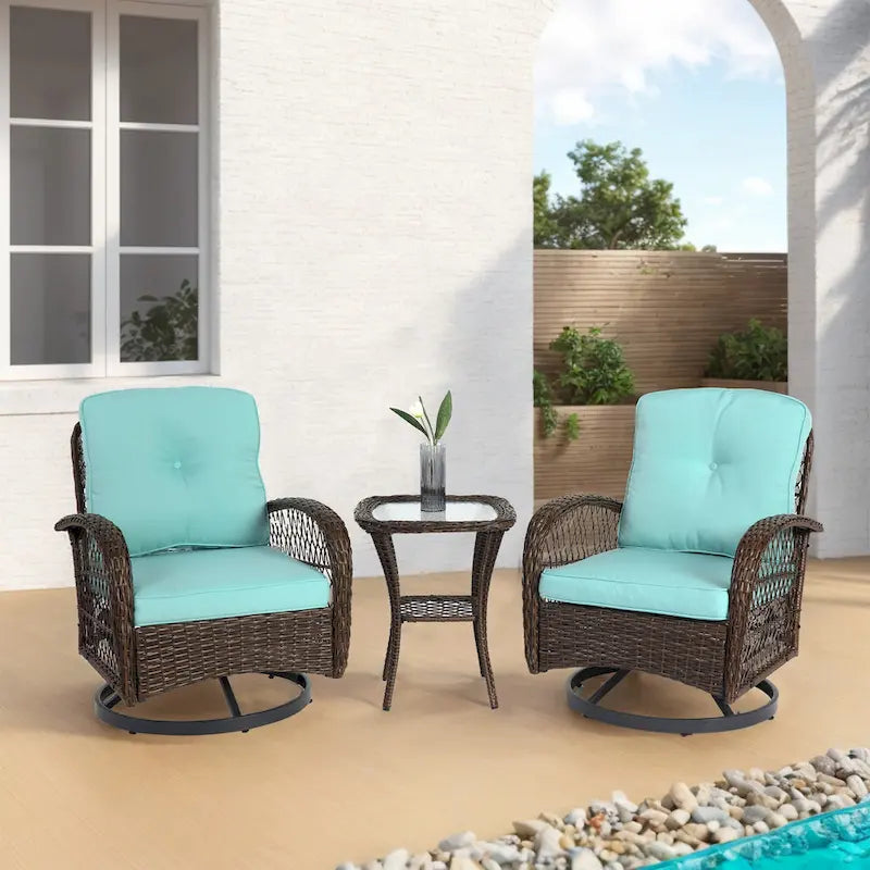 3 Pieces Outdoor Swivel Rocker Patio Chairs
