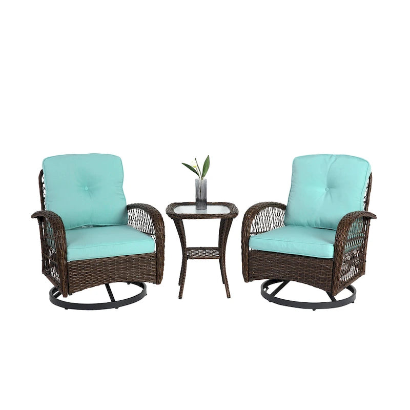 3 Pieces Outdoor Swivel Rocker Patio Chairs