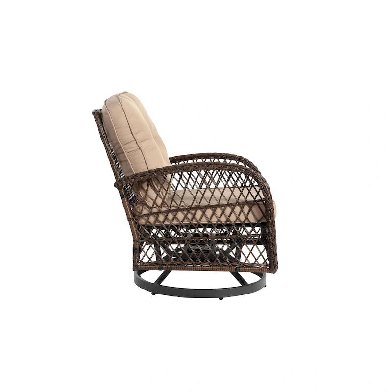 3 Pieces Outdoor Swivel Rocker Patio Chairs