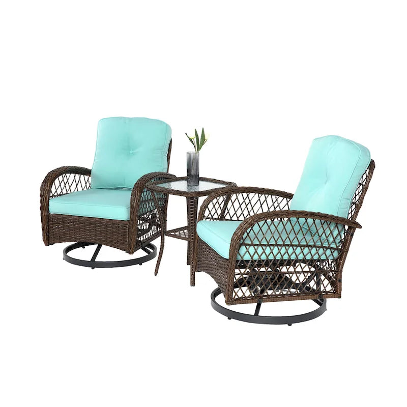 3 Pieces Outdoor Swivel Rocker Patio Chairs
