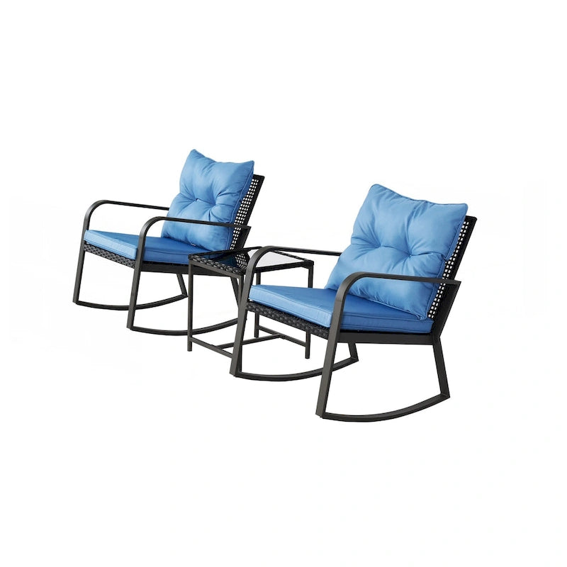 3 Pieces Patio Bistro Set Outdoor Rocking Chair