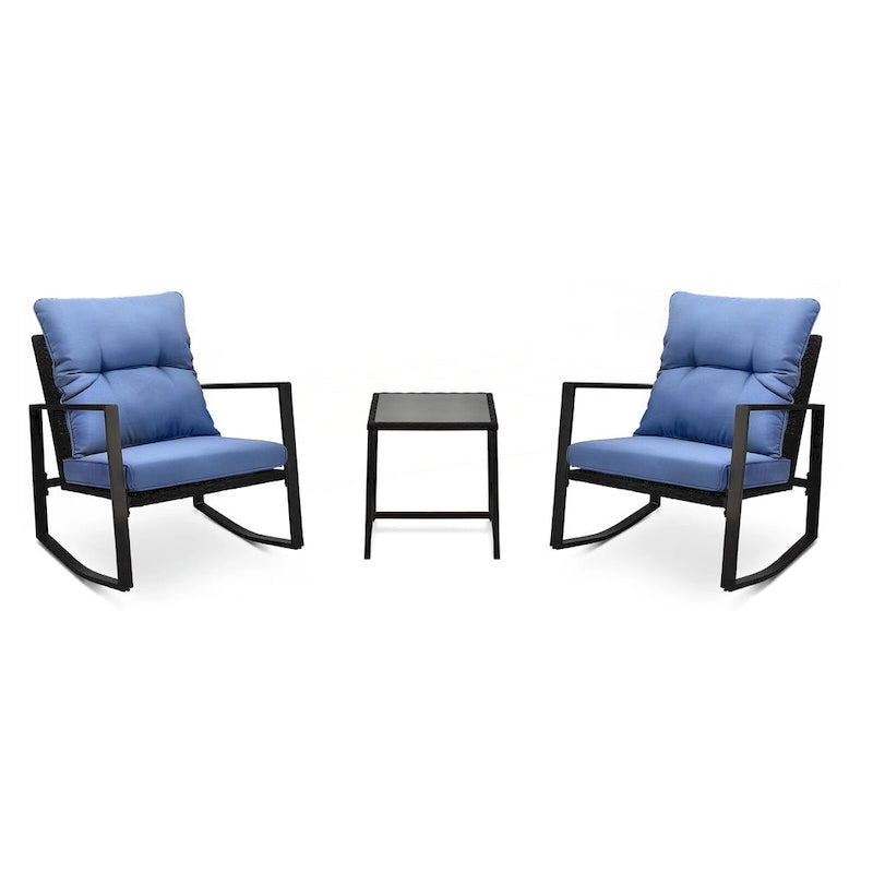 3 Pieces Patio Bistro Set Outdoor Rocking Chair