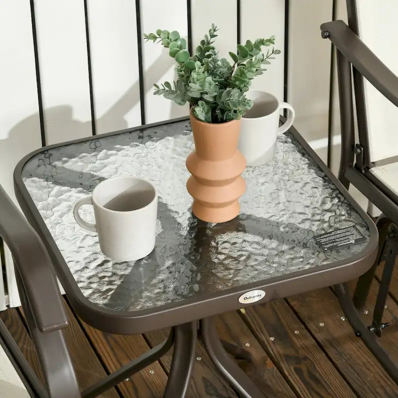 Outsunny 3 Piece Outdoor Glider Chair with Coffee Table