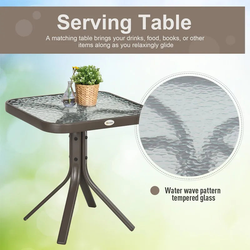 Outsunny 3 Piece Outdoor Glider Chair with Coffee Table