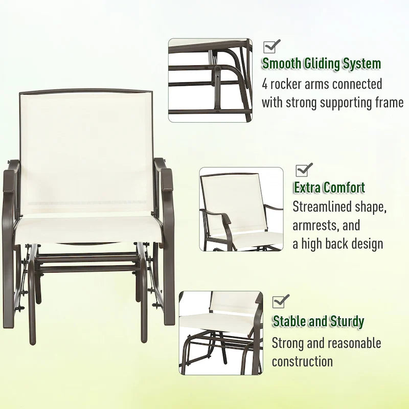 Outsunny 3 Piece Outdoor Glider Chair with Coffee Table