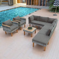 9-Piece Patio Rattan Conversation Set with Coffee Table & Washable Cushion