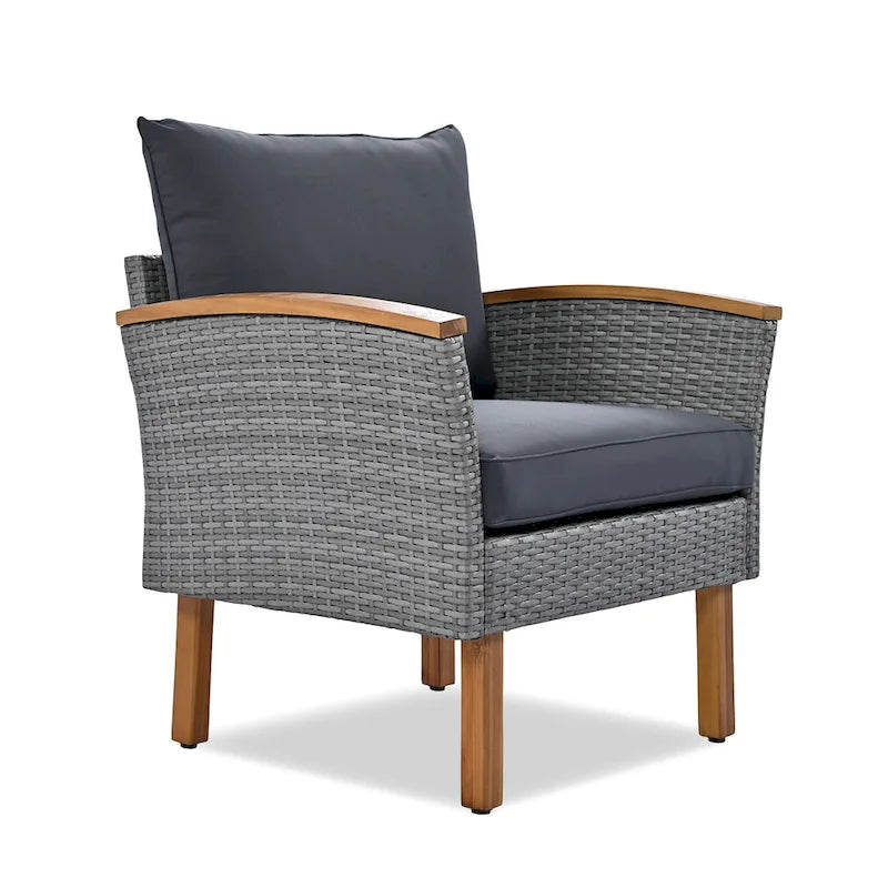 9-Piece Patio Rattan Conversation Set with Coffee Table & Washable Cushion