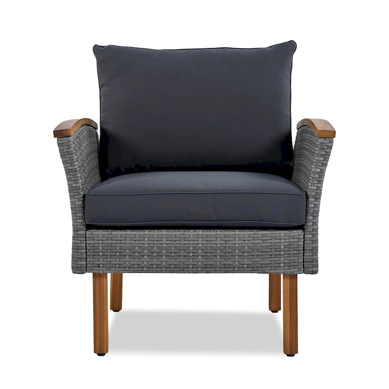 9-Piece Patio Rattan Conversation Set with Coffee Table & Washable Cushion
