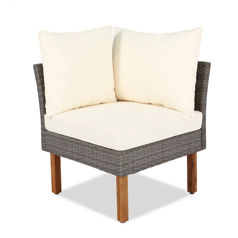 9-Piece Patio Rattan Conversation Set with Coffee Table & Washable Cushion