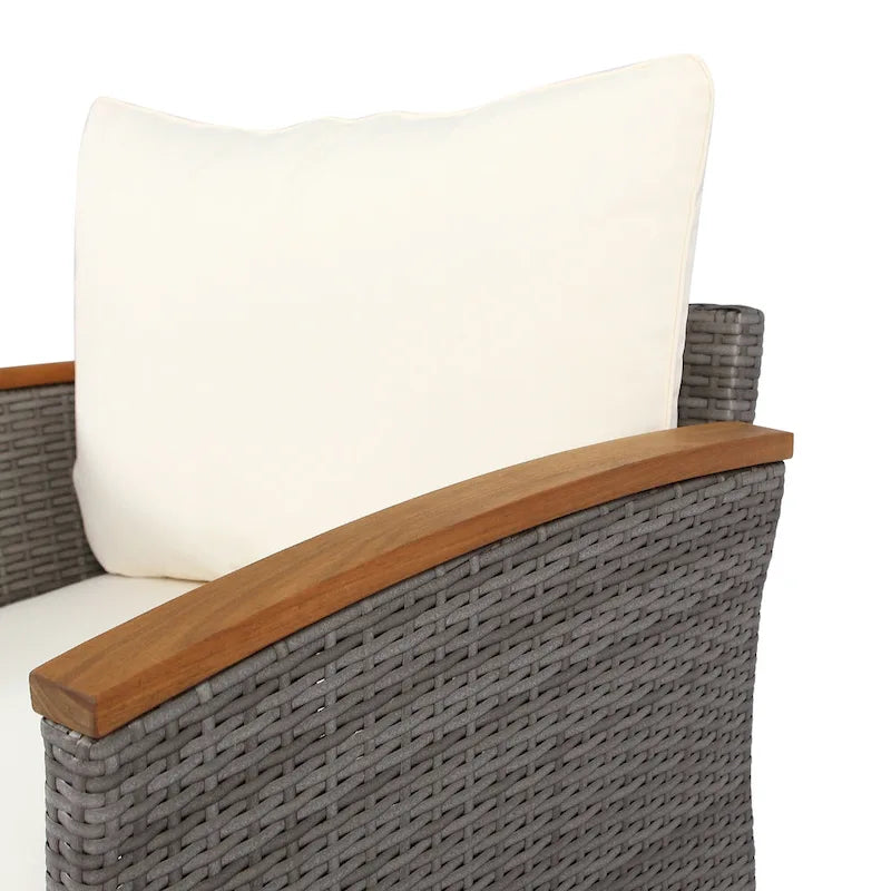 9-Piece Patio Rattan Conversation Set with Coffee Table & Washable Cushion