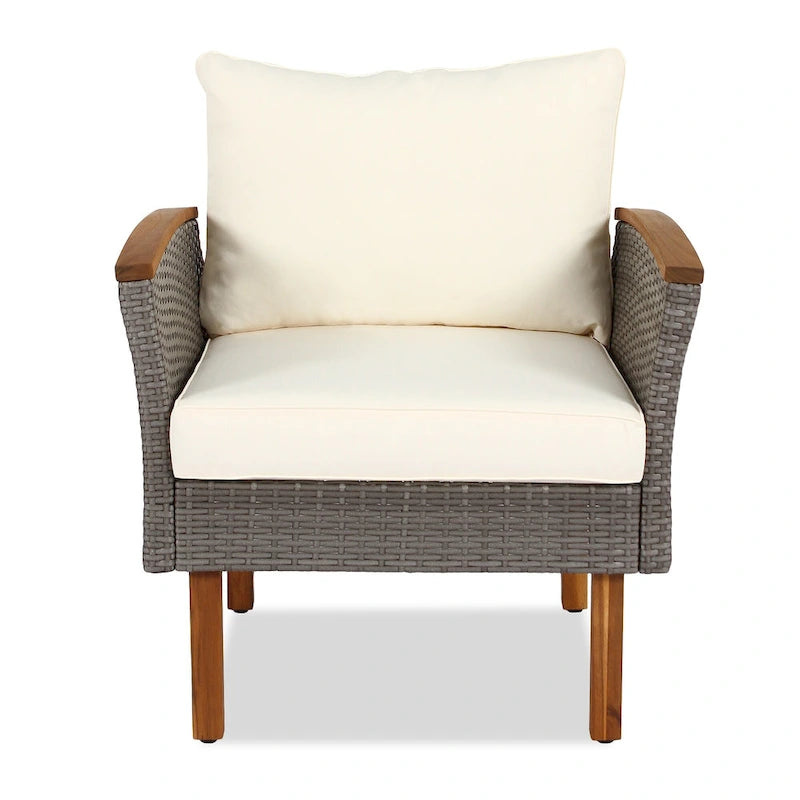 9-Piece Patio Rattan Conversation Set with Coffee Table & Washable Cushion
