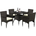 Yaheetech 5-Piece Indoor& Outdoor HDPE Rattan Dining Set with Cushions for Patio, Garden, Backyard - N/A