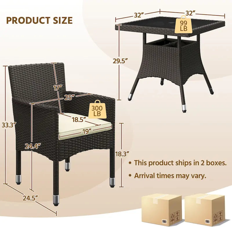 Yaheetech 5-Piece Indoor& Outdoor HDPE Rattan Dining Set with Cushions for Patio, Garden, Backyard - N/A