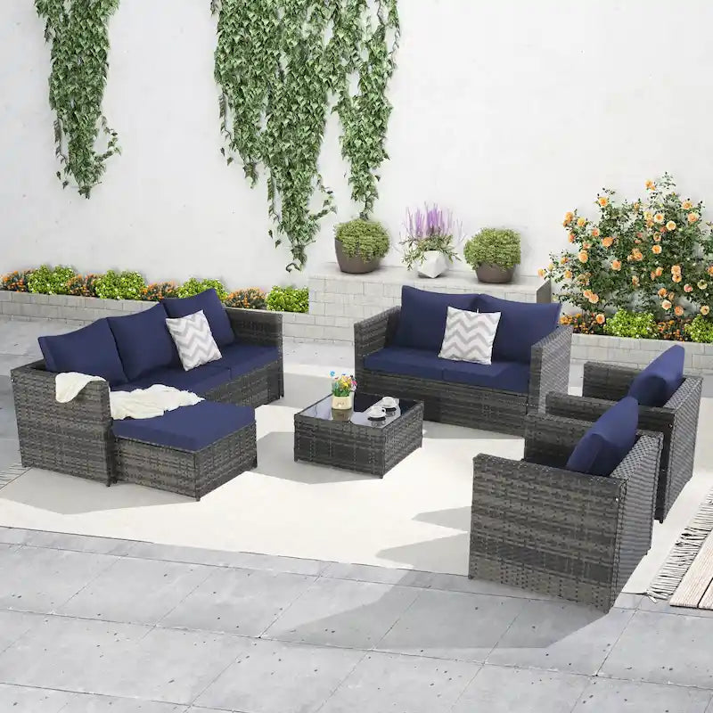 6PCS Rattan Convrtsation Set With Glass Table