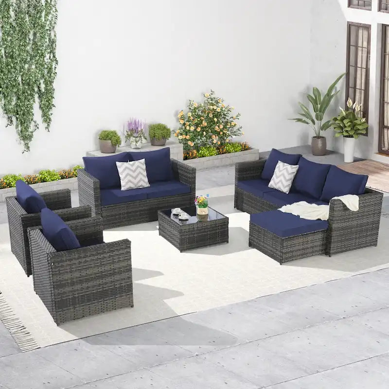 6PCS Rattan Convrtsation Set With Glass Table