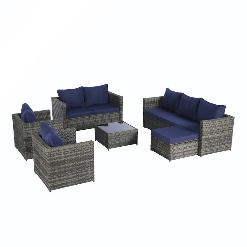 6PCS Rattan Convrtsation Set With Glass Table