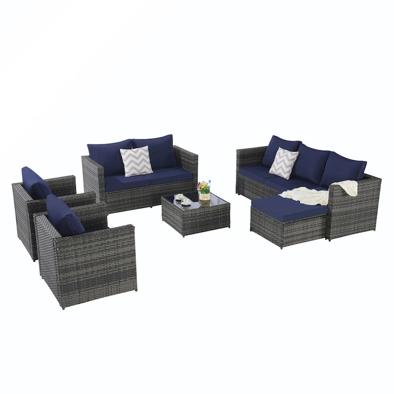 6PCS Rattan Convrtsation Set With Glass Table