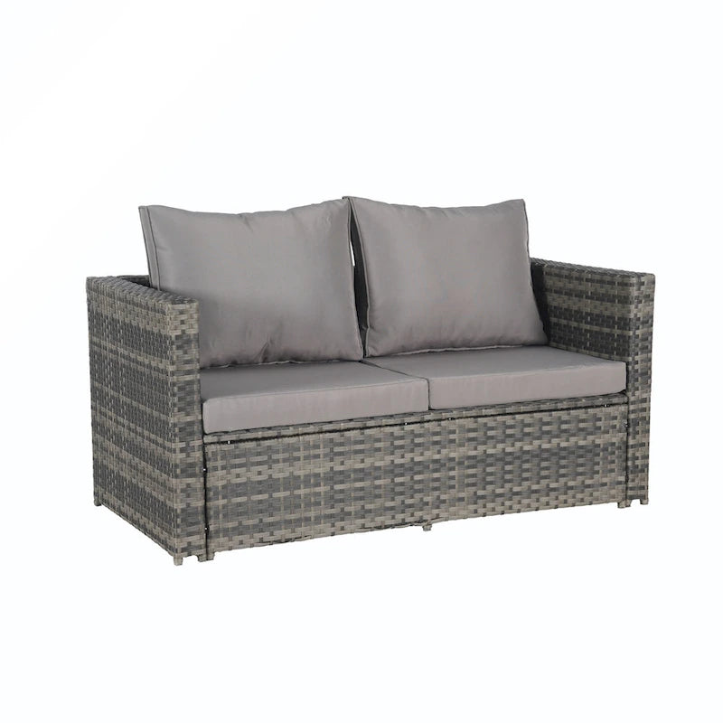 6PCS Rattan Convrtsation Set With Glass Table
