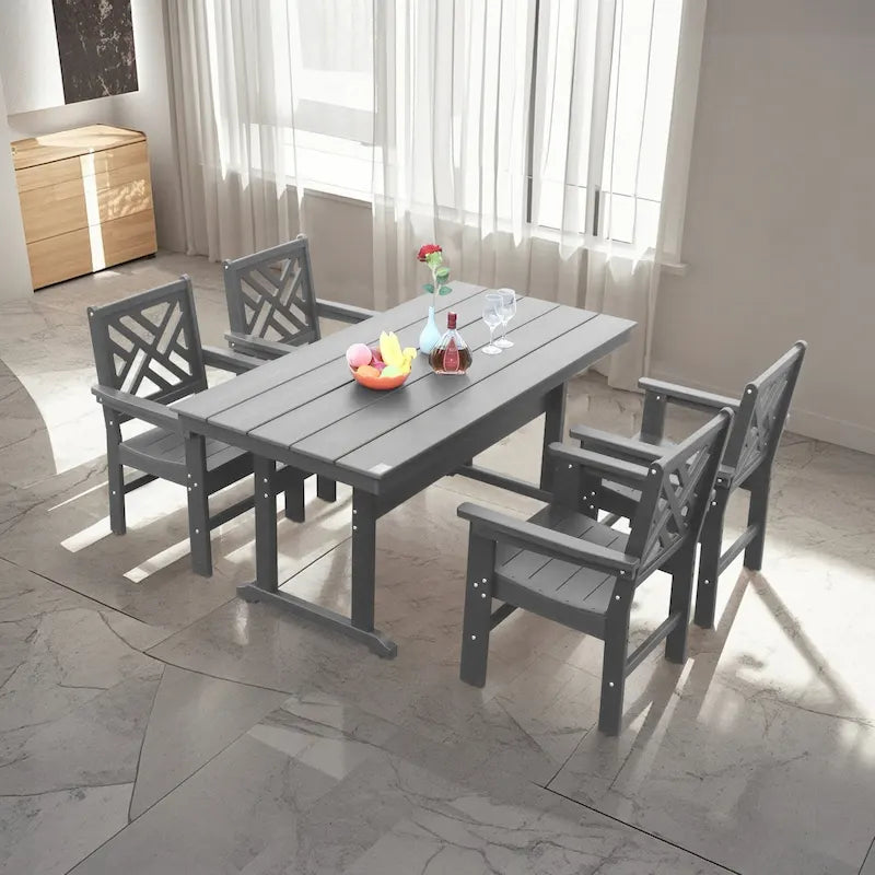 5 Piece HDPE Patio Outdoor Furniture Set for 4