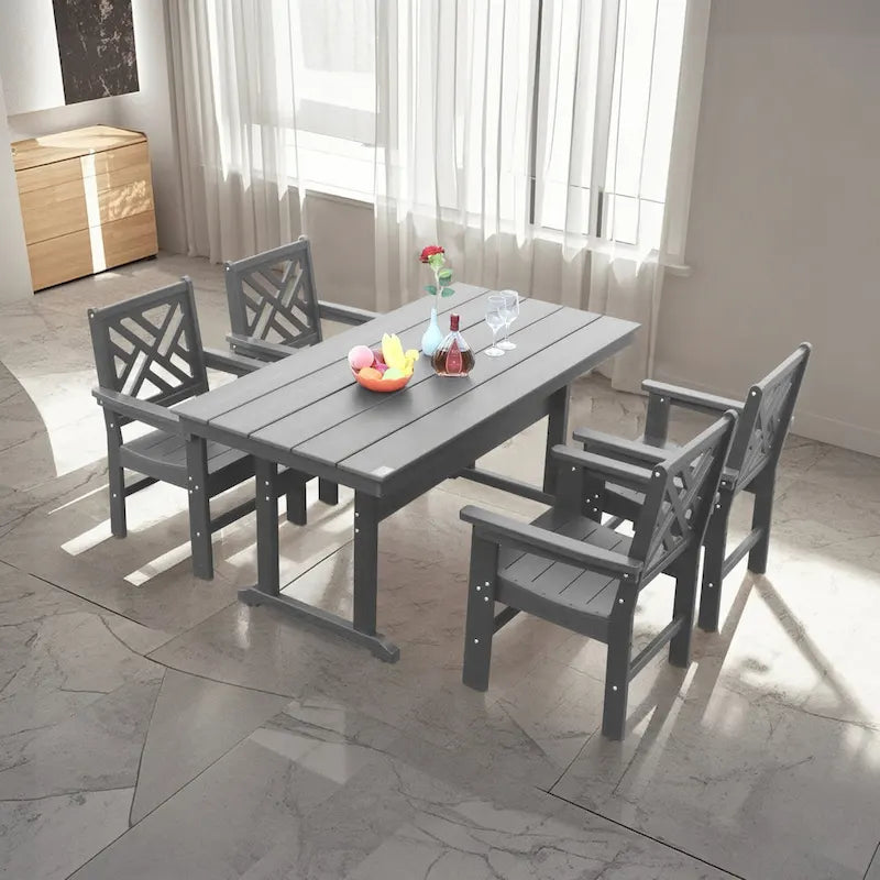 5 Piece HDPE Patio Outdoor Furniture Set for 4