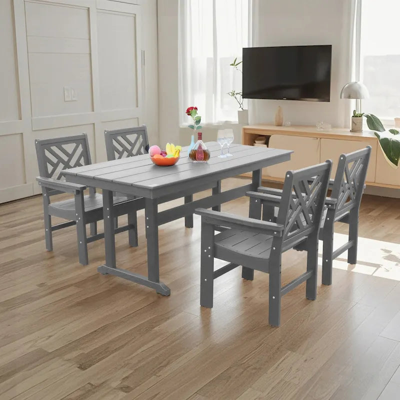 5 Piece HDPE Patio Outdoor Furniture Set for 4