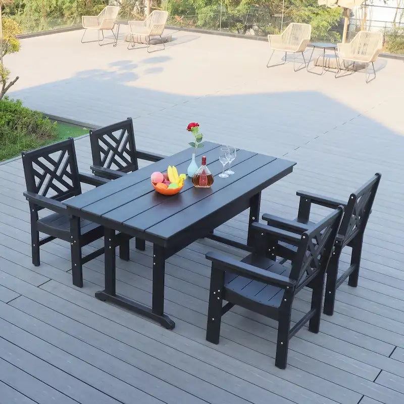 5 Piece HDPE Patio Outdoor Furniture Set for 4