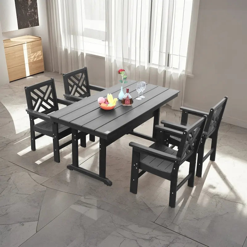 5 Piece HDPE Patio Outdoor Furniture Set for 4