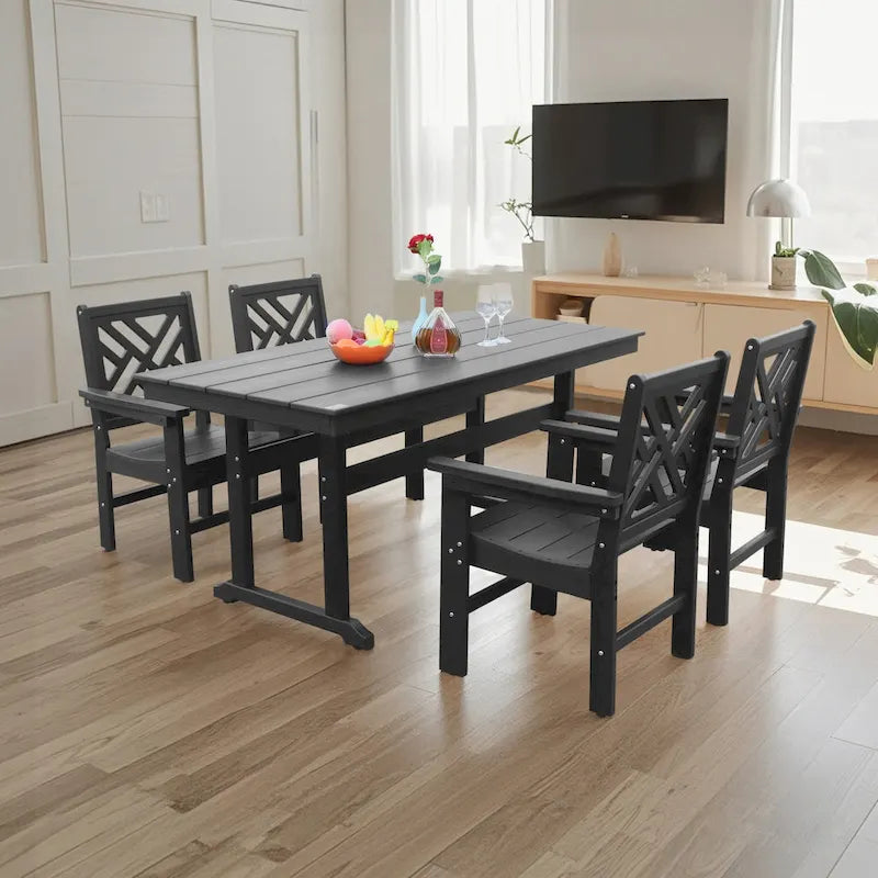 5 Piece HDPE Patio Outdoor Furniture Set for 4