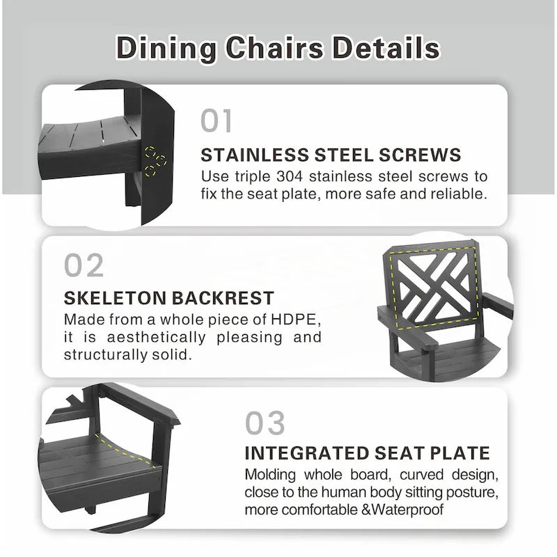 5 Piece HDPE Patio Outdoor Furniture Set for 4