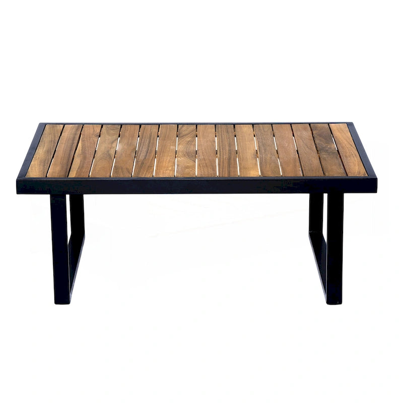 Outdoor 4-piece Acacia Wood and Metal Patio Sofa Corner Set