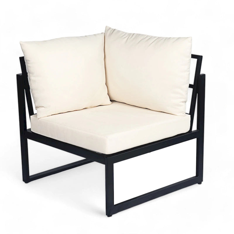 Outdoor 4-piece Acacia Wood and Metal Patio Sofa Corner Set