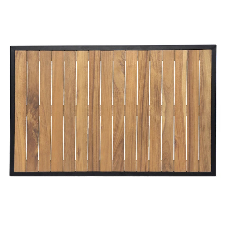 Outdoor 4-piece Acacia Wood and Metal Patio Sofa Corner Set
