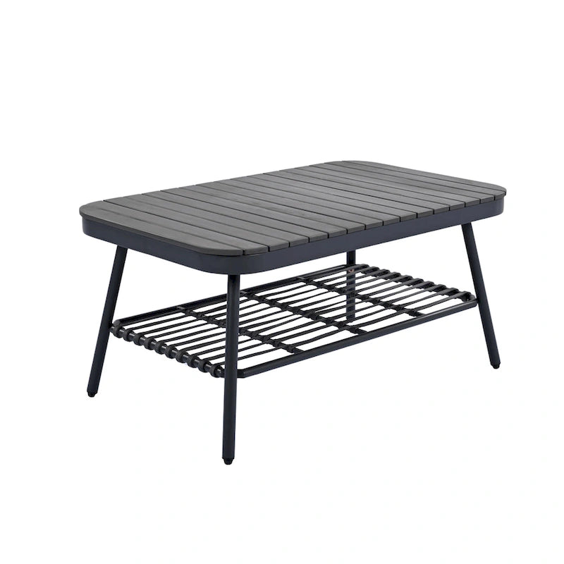Roomfitters 4-Piece Outdoor Patio Conversation Set with Woven Rope Backrest, Cushions and Metal Frame Chairs