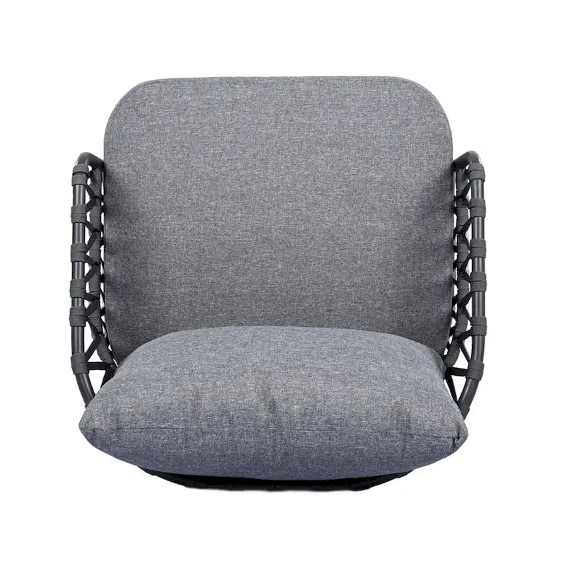 Roomfitters 4-Piece Outdoor Patio Conversation Set with Woven Rope Backrest, Cushions and Metal Frame Chairs