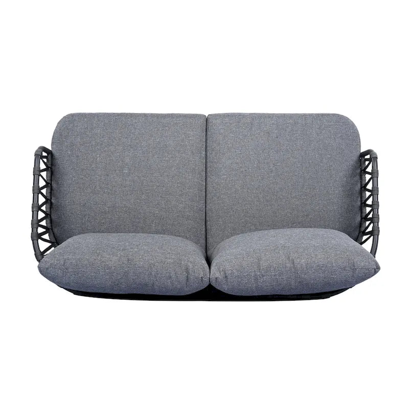 Roomfitters 4-Piece Outdoor Patio Conversation Set with Woven Rope Backrest, Cushions and Metal Frame Chairs