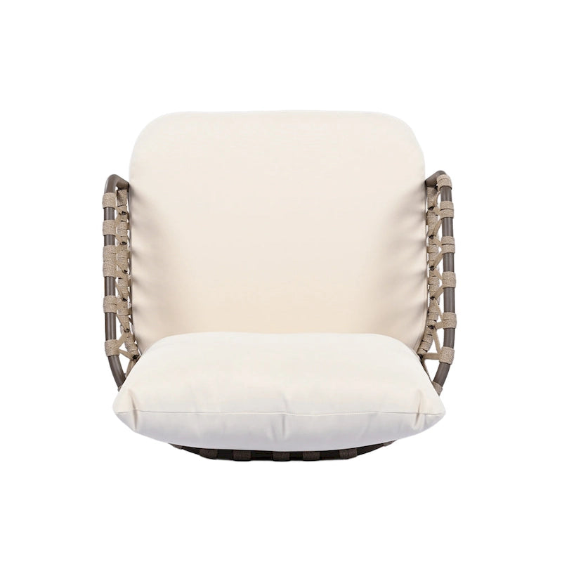 Roomfitters 4-Piece Outdoor Patio Conversation Set with Woven Rope Backrest, Cushions and Metal Frame Chairs