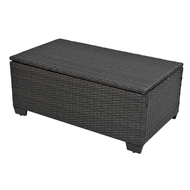 10-Piece Rattan Sectional Sofa Set with Storage Table & Waterproof Cushions
